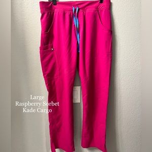 L Raspberry Sorbet Figs Kade Cargo scrub pants